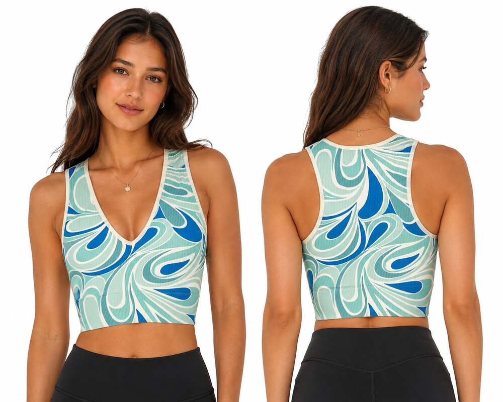 Garage Stella Seamless Plunge Cami Blue Radiance Swirl Size XS